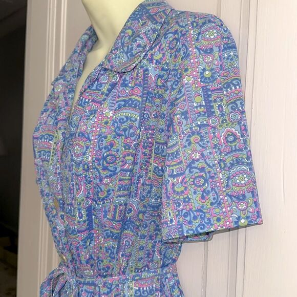 Vintage 60s Shelton Strollers Blue, Pink, Green & White Short Sleeve Dress - Picture 5 of 8